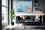 Abstrakt Blå Marble No4 - Plakat/Lærred - Just Karikatur