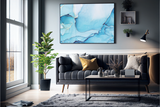 Abstrakt Blå Marble No6 - Plakat/Lærred - Just Karikatur