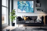 Abstrakt Blå Marble No7 - Plakat/Lærred - Just Karikatur