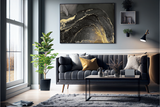 Abstrakt Sort Marble No8 - Plakat/Lærred - Just Karikatur