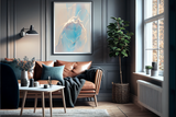 Abstrakt Blå Marble No14 - Plakat/Lærred - Just Karikatur