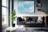 Abstrakt Blå Marble No17 - Plakat/Lærred - Just Karikatur