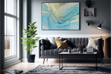 Abstrakt Blå Marble No19 - Plakat/Lærred - Just Karikatur