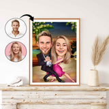 Par tema44 (2 personer) - karikaturtegning efter dine fotos - Just Karikatur