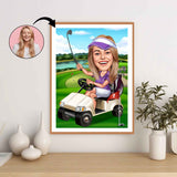 Golf tema9 (1 person) - karikaturtegning efter dine fotos