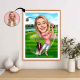 Golf tema5 (1 person) - karikaturtegning efter dine fotos