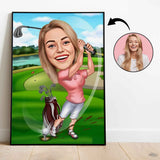 Golf tema5 (1 person) - karikaturtegning efter dine fotos