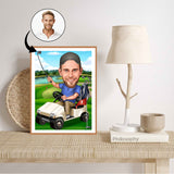 Golf tema11 (1 person) - karikaturtegning efter dine fotos