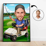 Golf tema11 (1 person) - karikaturtegning efter dine fotos