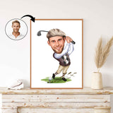 Golf tema4 (1 person) - karikaturtegning efter dine fotos