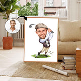 Golf tema4 (1 person) - karikaturtegning efter dine fotos