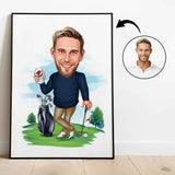 Golf tema3 (1 person) - karikaturtegning efter dine fotos