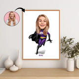 Superhelt tema16 (1 person) - karikaturtegning efter dine fotos - Just Karikatur