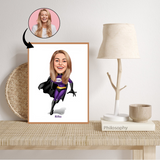 Superhelt tema16 (1 person) - karikaturtegning efter dine fotos - Just Karikatur