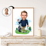 Golf tema3 (1 person) - karikaturtegning efter dine fotos