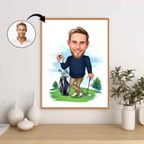 Golf tema3 (1 person) - karikaturtegning efter dine fotos