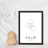 Line art bryllupsplakat - ansigterne - design selv - Just Karikatur