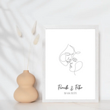 Line art bryllupsplakat - ansigterne - design selv - Just Karikatur