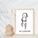 Line art baby - design selv plakat - Just Karikatur