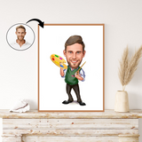 Arbejde & Erhverv tema72 (1 person) - karikaturtegning efter dine fotos - Just Karikatur