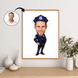 Politi & Militær tema2 (1 person) - karikaturtegning efter dine fotos