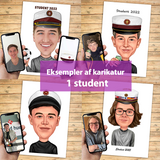 Studentergave - karikaturtegning efter dine fotos - Just Karikatur