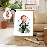 Virksomhed tema100 (1 person) - karikaturtegning efter dine fotos - Just Karikatur