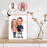 Par tema60 (2 personer) - karikaturtegning efter dine fotos - Just Karikatur