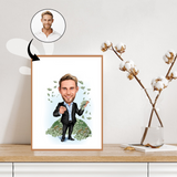 Virksomhed tema100 (1 person) - karikaturtegning efter dine fotos - Just Karikatur