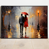 Par under regnvej med paraply - plakat 2