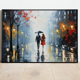 Par under regnvej med paraply - plakat 3