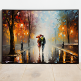 Par under regnvej med paraply - plakat 4
