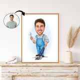 Arbejde & Erhverv tema64 (1 person) - karikaturtegning efter dine fotos - Just Karikatur
