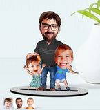 Personlig familie5 med (3 personer) med print - karikatur efter dine billeder