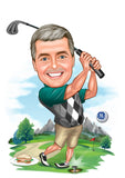 Golf tema10 (1 person) - karikaturtegning efter dine fotos