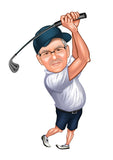 Golf tema8 (1 person) - karikaturtegning efter dine fotos - Just Karikatur