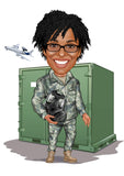 Politi & Militær tema37 (1 person) - karikaturtegning efter dine fotos