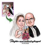 Kobberbryllup - karikaturtegning efter dine fotos - Just Karikatur