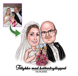 Kobberbryllup - karikaturtegning efter dine fotos