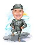 Politi & Militær tema30 (1 person) - karikaturtegning efter dine fotos