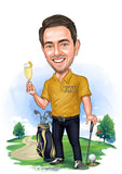 Golf tema12 (1 person) - karikaturtegning efter dine fotos