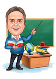 Lærer tema10 (1 person) - karikaturtegning efter dine fotos - Just Karikatur