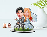 Personlig bryllupspar2 (2 personer) træfigur med print - karikatur efter dine billeder