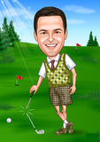Golf tema1 (1 person) - karikaturtegning efter dine fotos