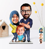 Personlig familie1 (3 personer) med print - karikatur efter dine billeder