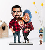 Personlig familie2 med (3 personer) med print - karikatur efter dine billeder