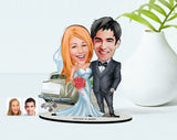 Personlig bryllupspar10 (2 personer ) træfigur med print - karikatur efter dine billeder