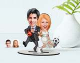 Personlig bryllupspar12 (2 personer) træfigur med print - karikatur efter dine billeder