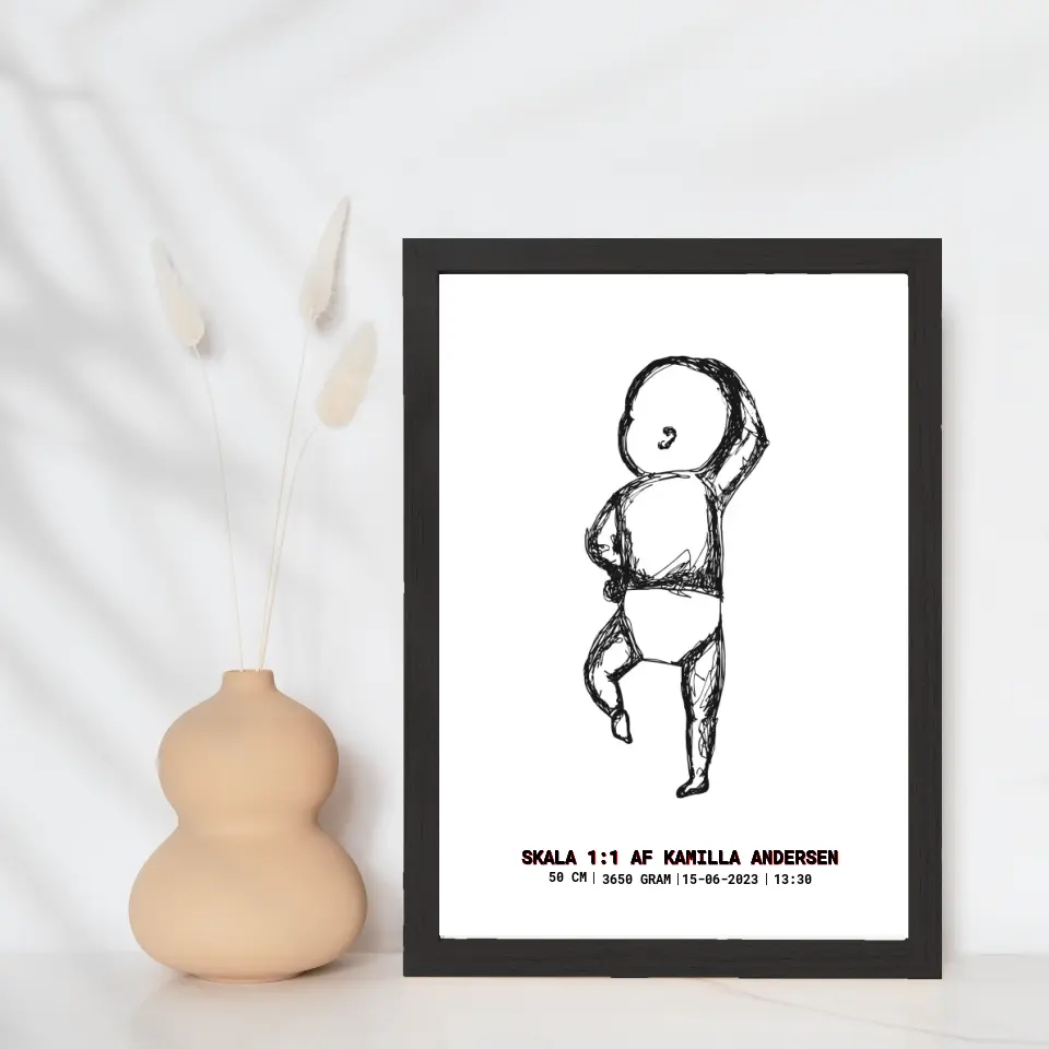Line art baby - design selv plakat