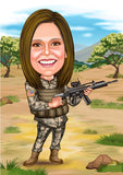 Politi & Militær tema47 (1 person) - karikaturtegning efter dine fotos